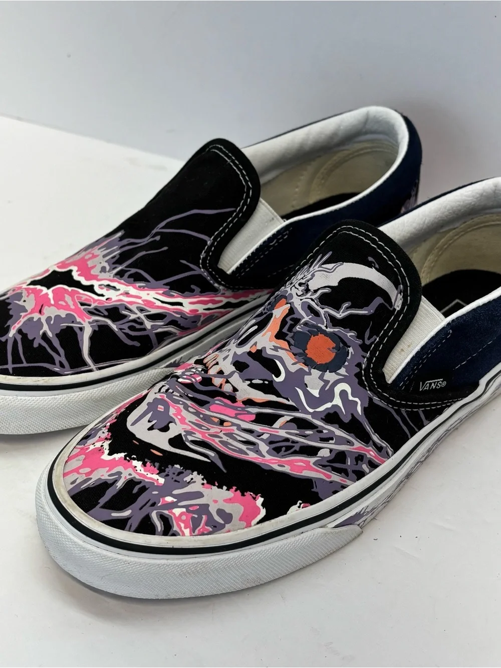 Vans Zap Skull Classic Slip On Glow In Dark Sneakers Shoes Black Men 6/W 7.5